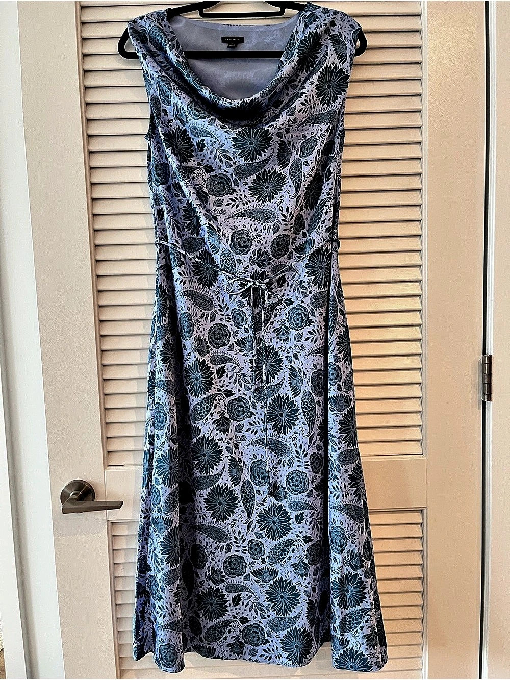 Ann Taylor Botanical Paisley Cowl Neck Midi Dress Blue Size 4